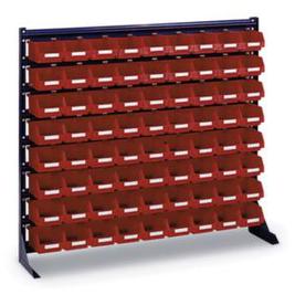 Sichtlagerkastenregal - Grundfeld, 900x1020x200mm, 72 PP Kästen, einseitig, Ständer RAL7012