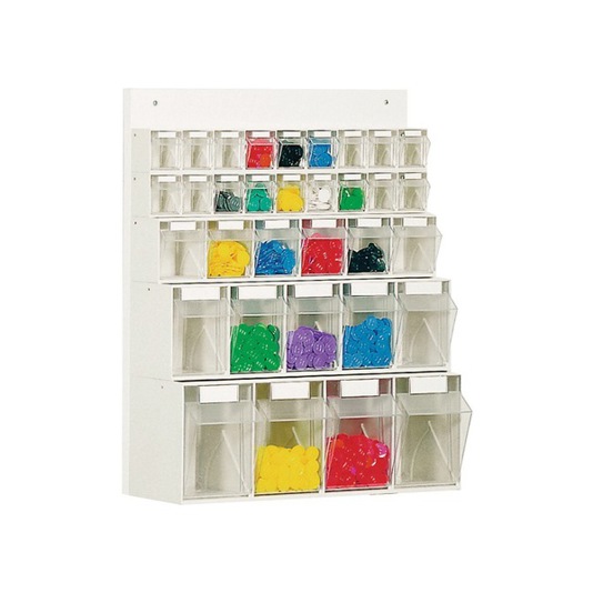 LOCKWEILER Regalwand mit 33 Klarsichtkästen – BxTxH 600x185x684 mm, Gehäuse in Weiß