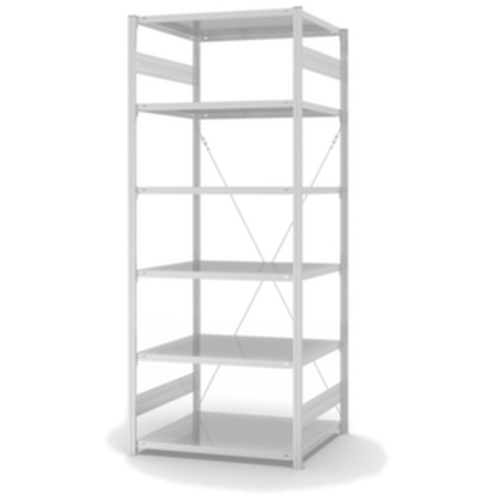 Hochwertiges Lebensmittelregal - Grundfeld - 2500x1060x835mm - 6 Stahlböden - Belastung pro Fach: 130kg - Einseitige Konstruktion