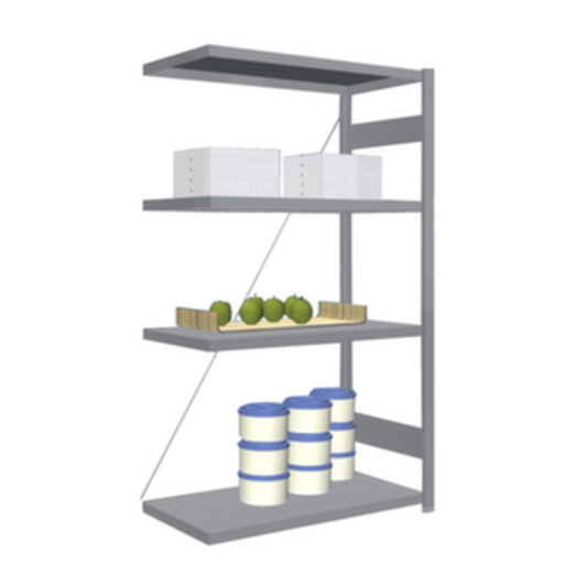 Edelstahlregal Anbaufeld – HxBxT 1750x1010x535 mm, 4 Edelstahlböden, Fachlast 200 kg, einseitig