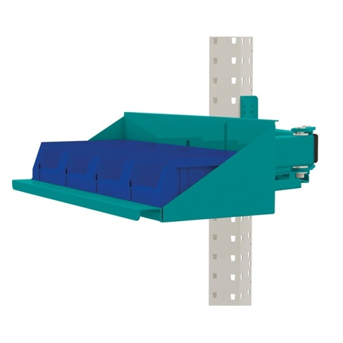 MULTIPLAN Sichtboxen-Regal-Halter mit Doppelgelenk - Wasserblau RAL 5021 - BxTxH: 435 x 165 x 120 mm - AZK1321.5021