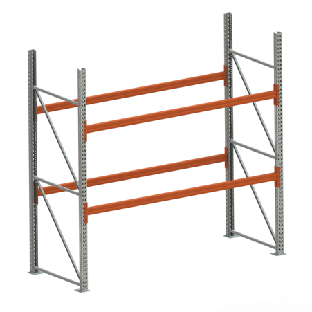 Leichtes Multipal Regal GR 2700 x 2700 x 1100 - RAL 2001, Komplettset mit Holm 85/15 & 3 Lagerebenen