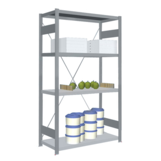 Edelstahlregal für Lebensmittel - Grundfeld mit den Abmessungen 1750x1060x435mm, Tragkraft 200kg, 4 hochwertige Edelstahlböden, einseitig