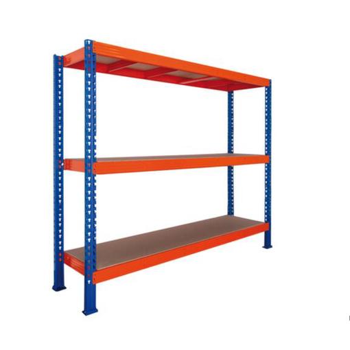 Weitspannregal Grundfeld 2000x2000x600mm - Fachlast 630kg - Ständer RAL 5017 - Traversen RAL 2004 - Natur