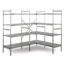 Edelstahlregal Anbaufeld - 180x975x400mm - 150kg Fachlast - 4x Edelstahlböden - einseitig