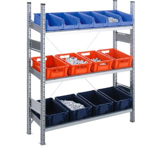 Komplettregal SBR 3000 - Grundfeld mit 3 schrägen Fachebenen (1536 x 600 x 995 mm)