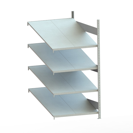 Schrägbodenregal Clip S3 - 80 AR - 2000x1000x1228 mm - Komplettset mit 4 Fachebenen
