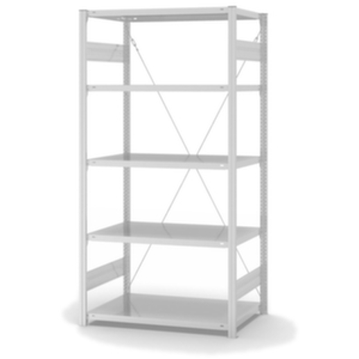Lebensmittelregal - Grundfeld, einseitig - HxBxT 2000x1060x635 mm, mit 5 Stahlböden, Tragkraft 140 kg