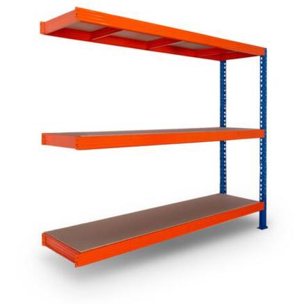 Weitspannregal Anbaufeld - HxBxT 2000x2000x600mm, Fachlast 630kg, Ständer RAL 5017 (natur), Traversen RAL 2004 Weitspannregal Anbaufeld - HxBxT 2000x2000x600mm, Fachlast 630kg, Ständer RAL 5017 (natur), Traversen RAL 2004