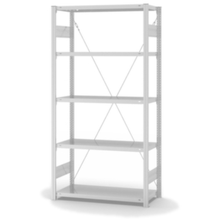 Lebensmittelregal - Grundfeld - HxBxT 2000x1060x435 mm - 5 Stahlböden - Fachlast 145 kg - einseitig