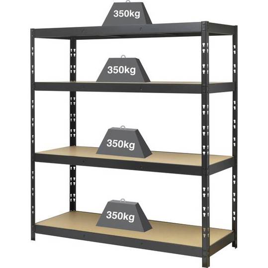 TOOLCRAFT KIT77 Weitspannregal - Grundmodul 350 kg (B x H x T): 1600 x 1800 x 600 mm aus Metall und MDF in Anthrazit/Schwarz