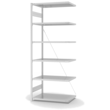 Lebensmittelregal mit Anbaufeld - HxBxT 2500x1010x635 mm, 6 Stahlböden, einseitig, belastbar bis 140 kg