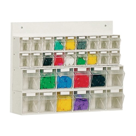 LOCKWEILER Regalwand mit 30 Klarsichtkästen - BxTxH 600x108x410 mm - Gehäuse in Weiß