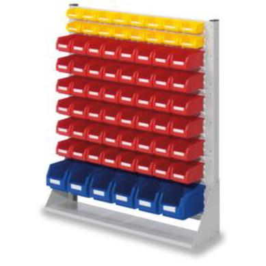 Sichtlagerkastenregal - Grundfeld (HxBxT: 1100x1000x240mm) - Mit 70 PE Kästen - Einseitig - Ständer RAL 7035