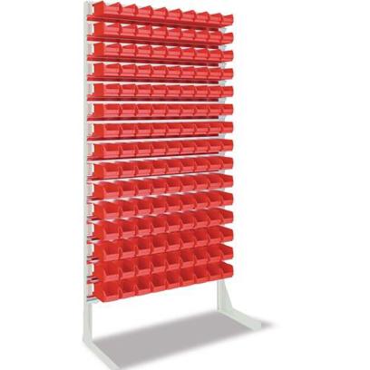 Ständerregal eins - H2010 x B1010 x T400 mm, 135 x MK5, rot/lichtgrau
