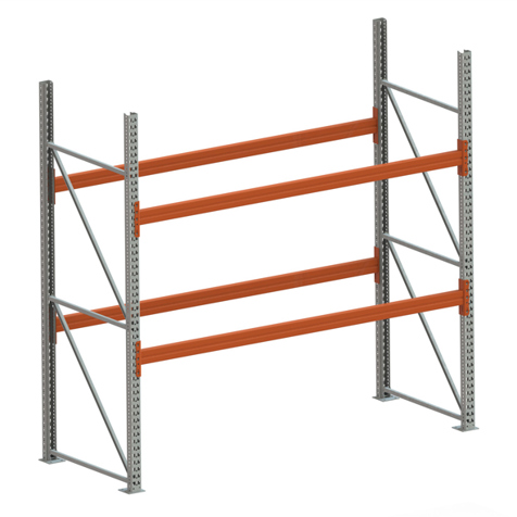 Mittelschweres Multipal Regal GR 2700 x 2700 x 1100 mm - RAL 2001, inkl. Holm 100/20 & 3 Lagerebenen, Fachlast 2400 kg