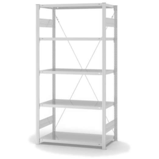 Lebensmittelregal Grundfeld - 2000 x 1060 x 535 mm, einseitig, 5 Stahlböden, Fachlast 140 kg