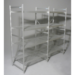 Eloxiertes Lebensmittelregal mit Anbaufeld - HxBxT 1800x1175x500 mm, 4 Aluminium-Stabroste, einseitig, Fachlast 150 kg