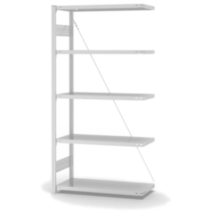 Lebensmittelregal Anbaufeld - HxBxT 2000x1010x435mm, 5 Stahlböden, einseitig, Fachlast 145kg