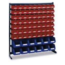 Sichtlagerkastenregal - Grundfeld - HxBxT 1110x1020x235 mm - 75 Kästen aus PP - einseitig - Ständer RAL7012