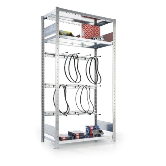 CLIP Keilriemenregal AR – 2000 x 1000 x 400 mm, 3 Stufen, Holme Komplettset