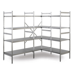 Edelstahl Anbaufeld Regal - HxBxT 1800x975x600 mm - Fachlast 150 kg - 4x Blechrost - Einseitig | Lebensmittelregal