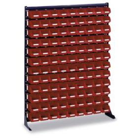 Fachbodenregal mit Sichtlagerkästen - Sichtlagerkastenregal, Grundfeld 1320x1020x200mm, 108 Kästen (PP), einseitig, Ständer RAL7012