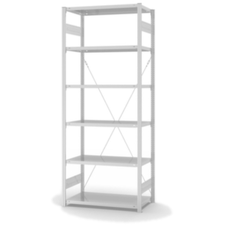 Lebensmittelregal Grundfeld - HxBxT 2500x1060x535 mm, 6 Stahlböden, einseitig, Fachlast 140 kg