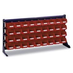 Sichtlagerkastenregal - Grundfeld 480x1020x200 mm - 36 PP Kästen - einseitig - Ständer RAL 7012