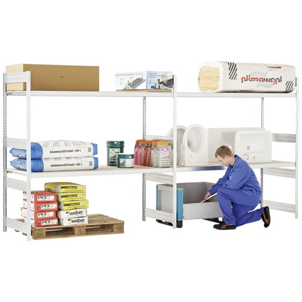 BITO Großfachregal Anbaufeld Set - 350 kg, 2499 x 2016 x 624 mm, 4 Ebenen, verzinkt, Spanplatte